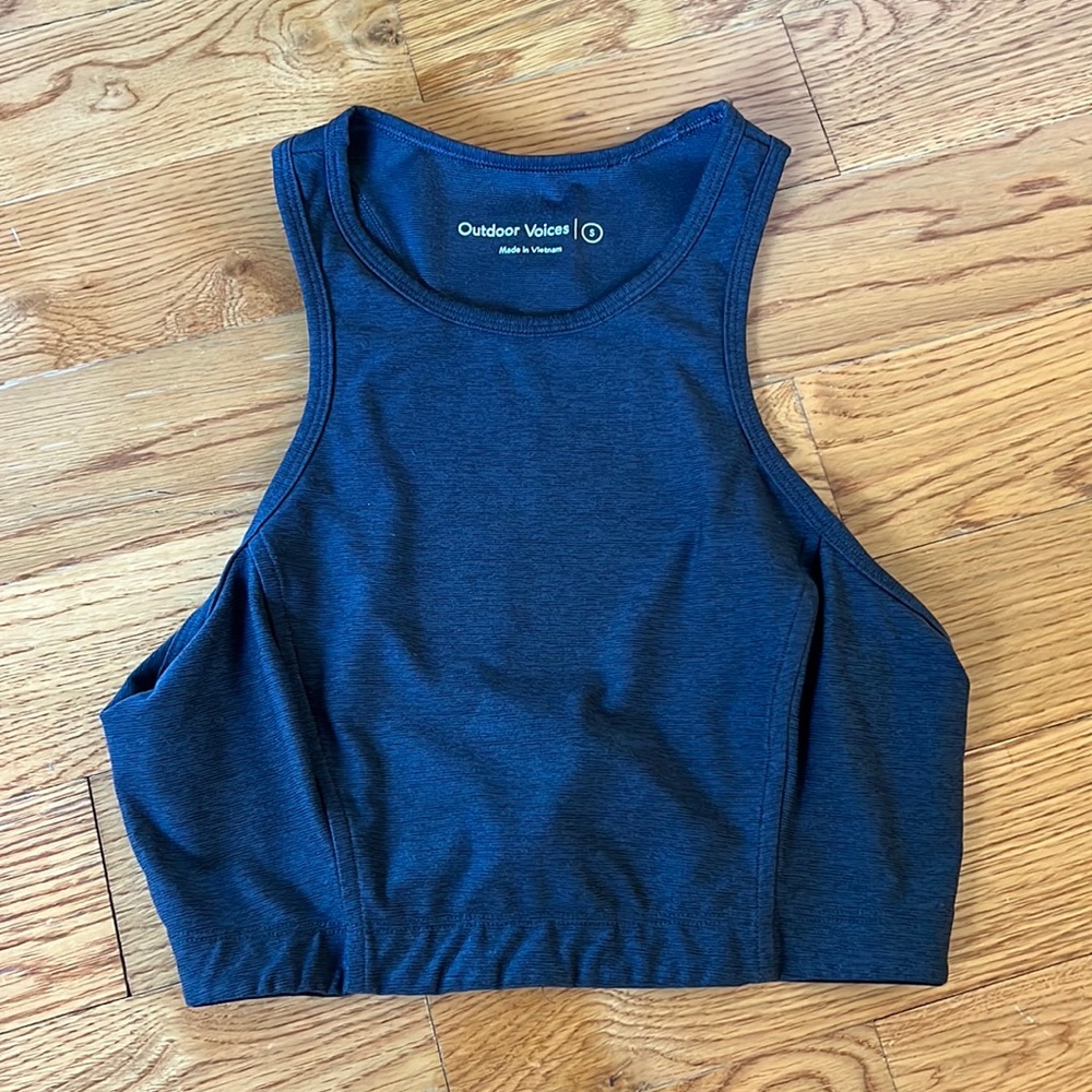 Outdoor Voices Black Cropped Racerback Tank Top Size S